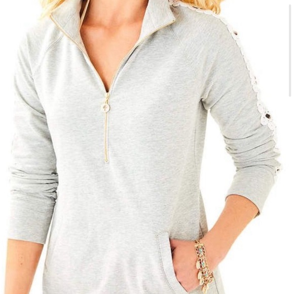 LILLY PULITZER Skipper Popover Dress - Heather Seaside Grey - Picture 2 of 7